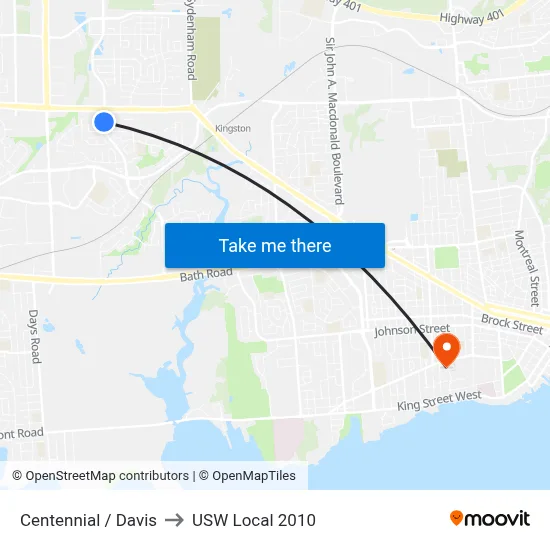 Centennial / Davis to USW Local 2010 map