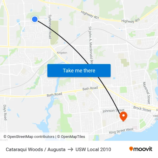 Cataraqui Woods / Augusta to USW Local 2010 map