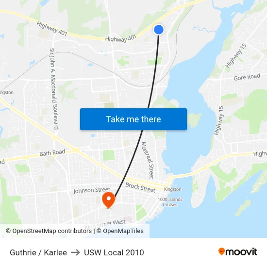Guthrie / Karlee to USW Local 2010 map