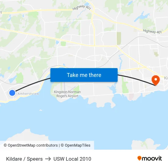 Kildare / Speers to USW Local 2010 map