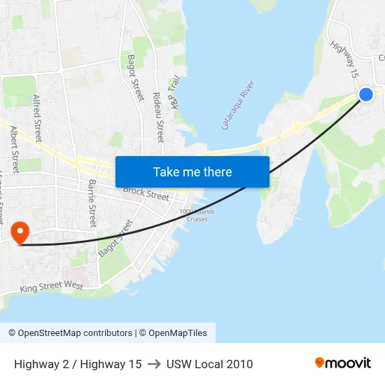Highway 2 / Highway 15 to USW Local 2010 map
