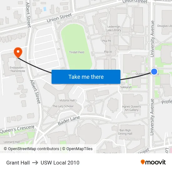 Grant Hall to USW Local 2010 map