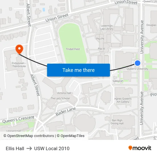 Ellis Hall to USW Local 2010 map