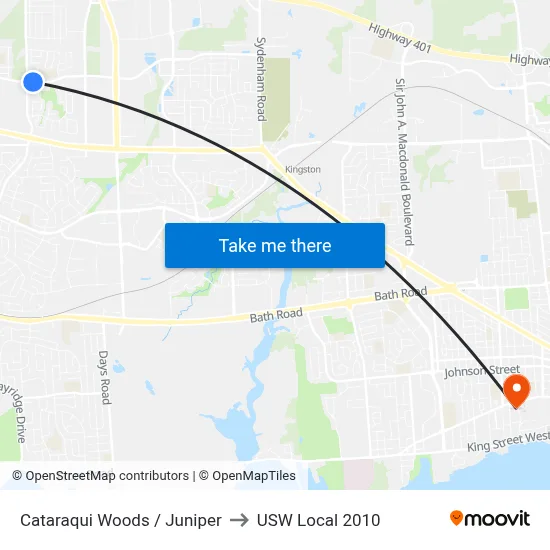 Cataraqui Woods / Juniper to USW Local 2010 map