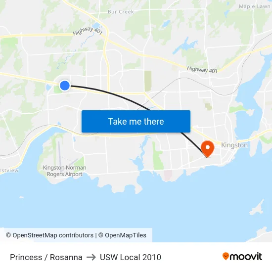 Princess / Rosanna to USW Local 2010 map