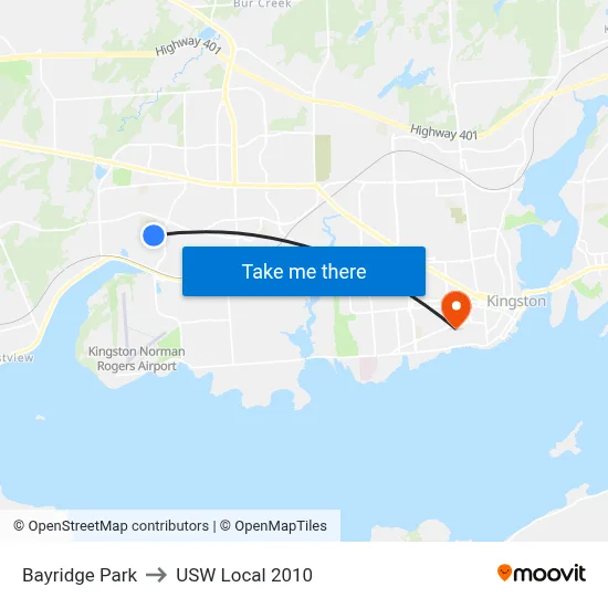 Bayridge Park to USW Local 2010 map
