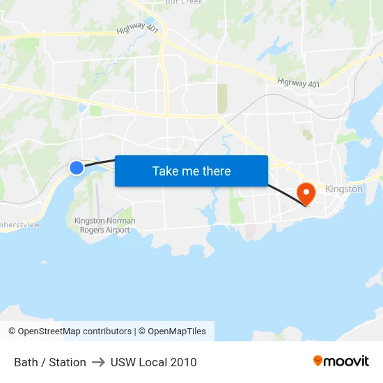 Bath / Station to USW Local 2010 map
