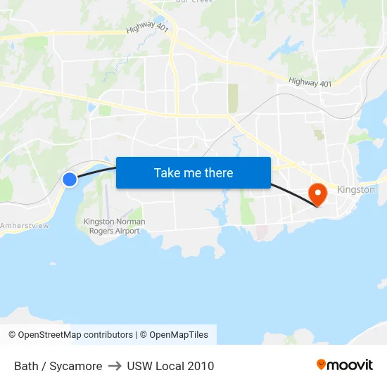 Bath / Sycamore to USW Local 2010 map