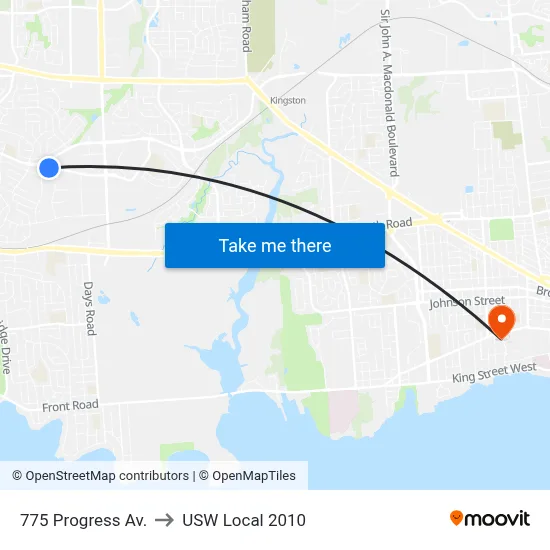 775 Progress Av. to USW Local 2010 map