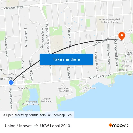 Union / Mowat to USW Local 2010 map