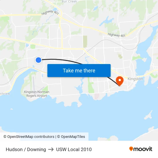 Hudson / Downing to USW Local 2010 map