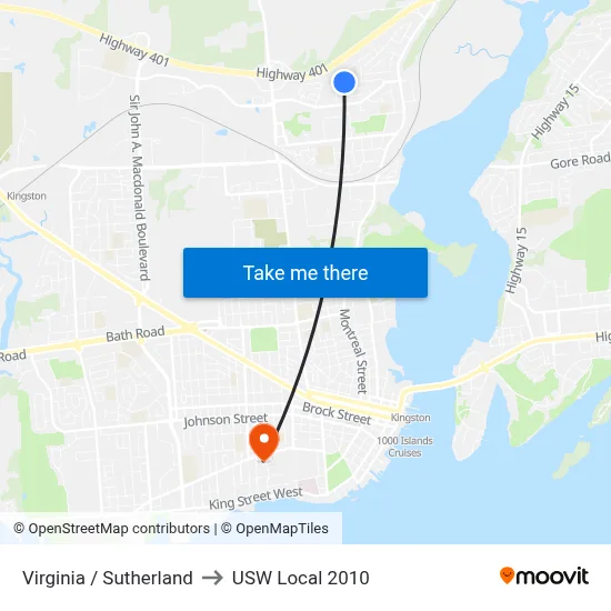 Virginia / Sutherland to USW Local 2010 map