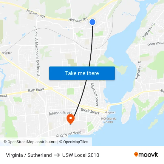Virginia / Sutherland to USW Local 2010 map