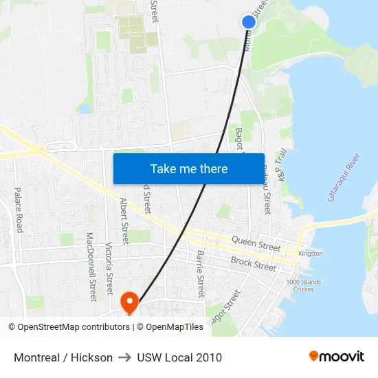 Montreal / Hickson to USW Local 2010 map