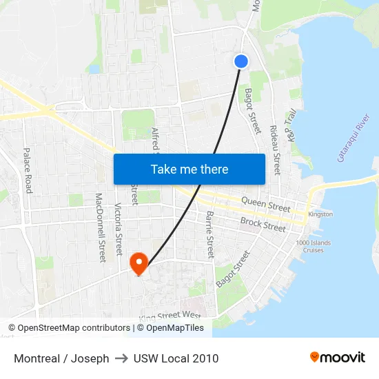 Montreal / Joseph to USW Local 2010 map