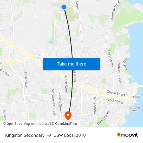 Kingston Secondary to USW Local 2010 map