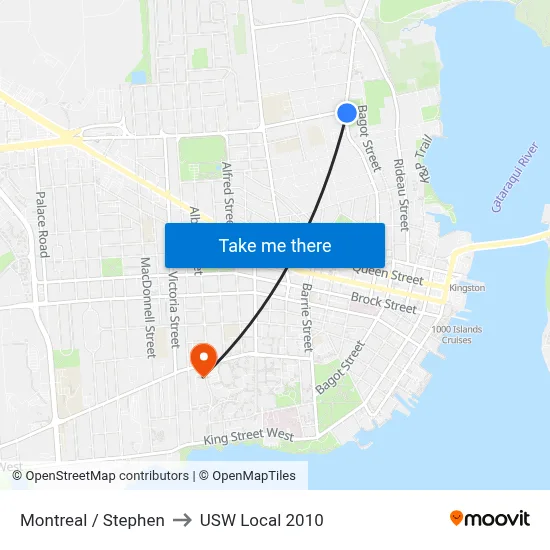 Montreal / Stephen to USW Local 2010 map