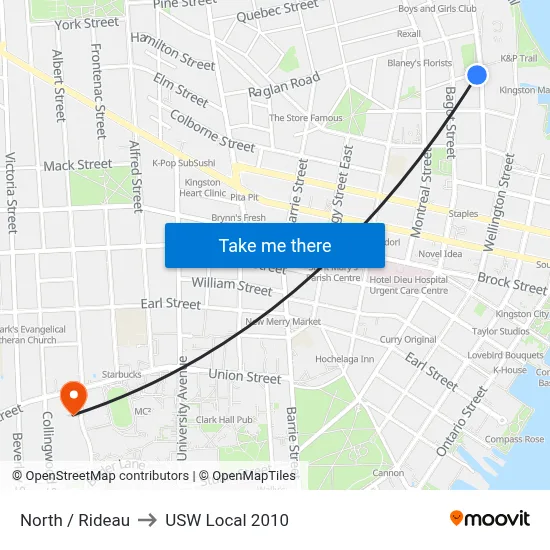 North / Rideau to USW Local 2010 map