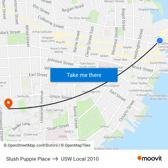 Slush Puppie Place to USW Local 2010 map