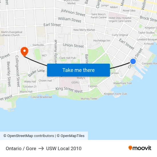 Ontario / Gore to USW Local 2010 map