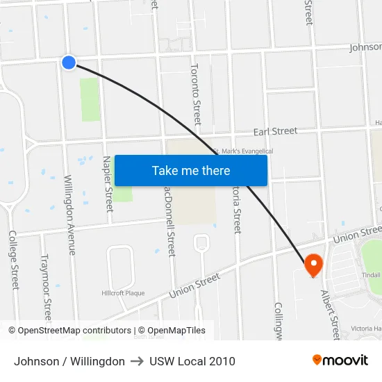 Johnson / Willingdon to USW Local 2010 map