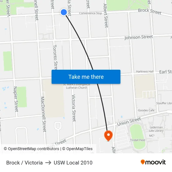 Brock / Victoria to USW Local 2010 map
