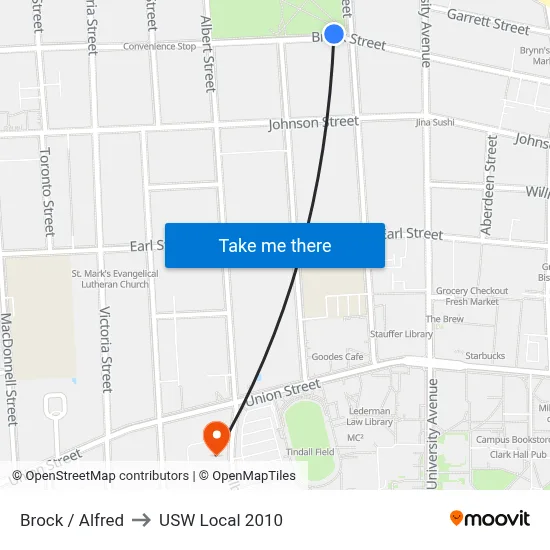 Brock / Alfred to USW Local 2010 map