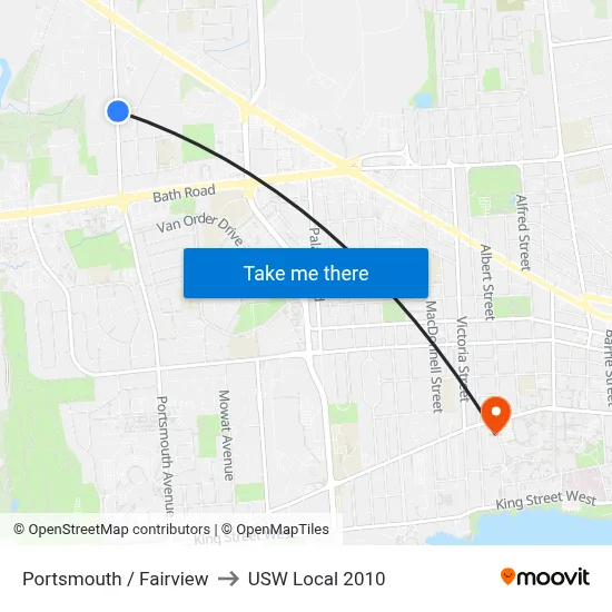 Portsmouth / Fairview to USW Local 2010 map