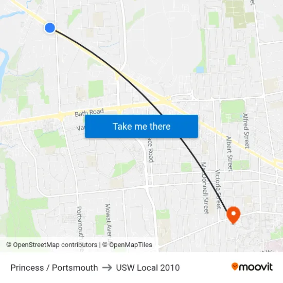 Princess / Portsmouth to USW Local 2010 map