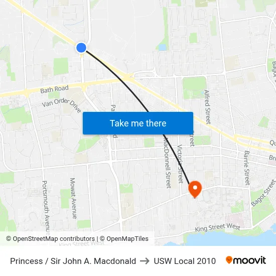 Princess / Sir John A. Macdonald to USW Local 2010 map