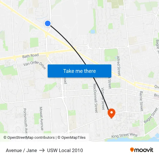 Avenue / Jane to USW Local 2010 map