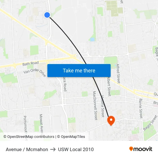 Avenue / Mcmahon to USW Local 2010 map