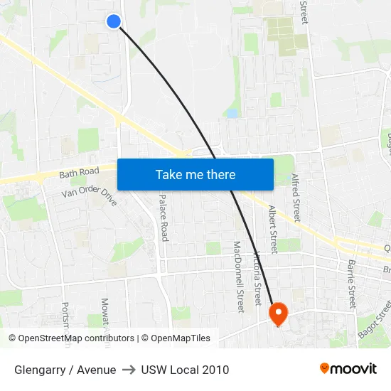 Glengarry / Avenue to USW Local 2010 map