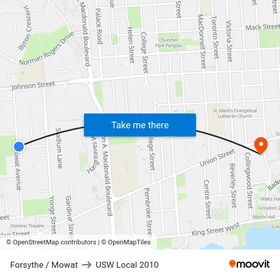 Forsythe / Mowat to USW Local 2010 map