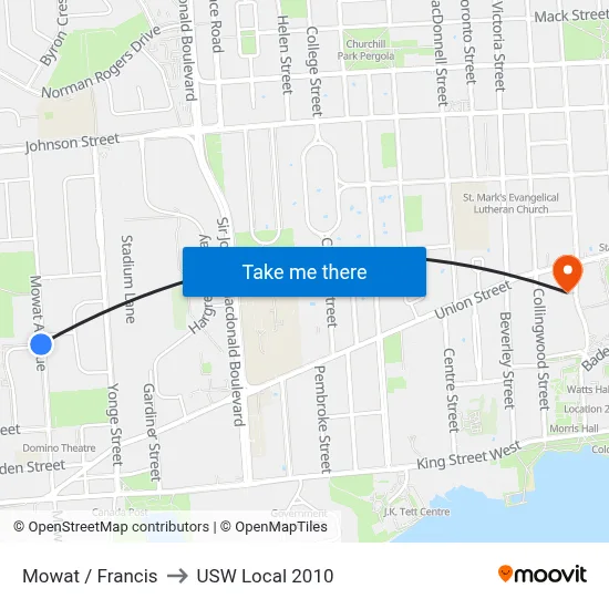 Mowat / Francis to USW Local 2010 map