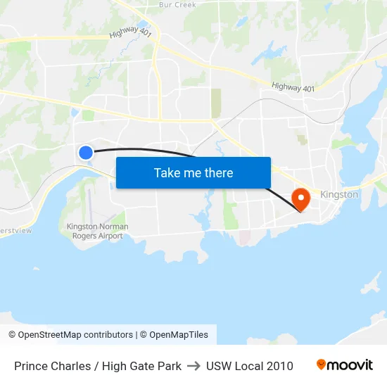 Prince Charles / High Gate Park to USW Local 2010 map