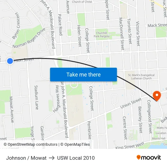 Johnson / Mowat to USW Local 2010 map