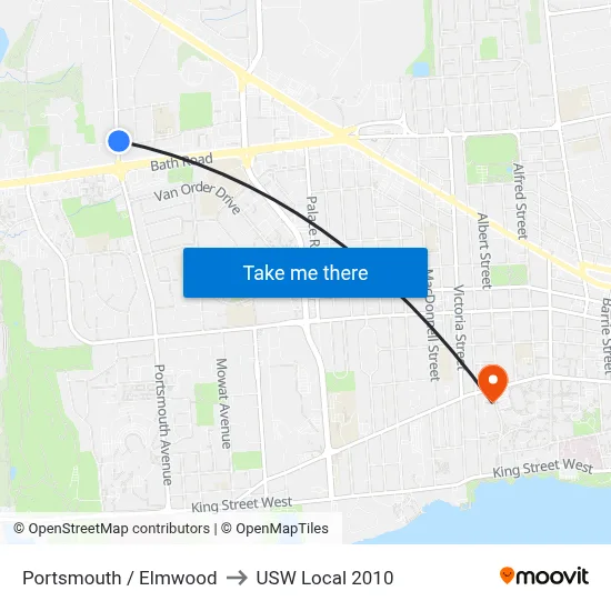 Portsmouth / Elmwood to USW Local 2010 map