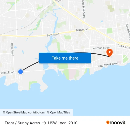 Front / Sunny Acres to USW Local 2010 map