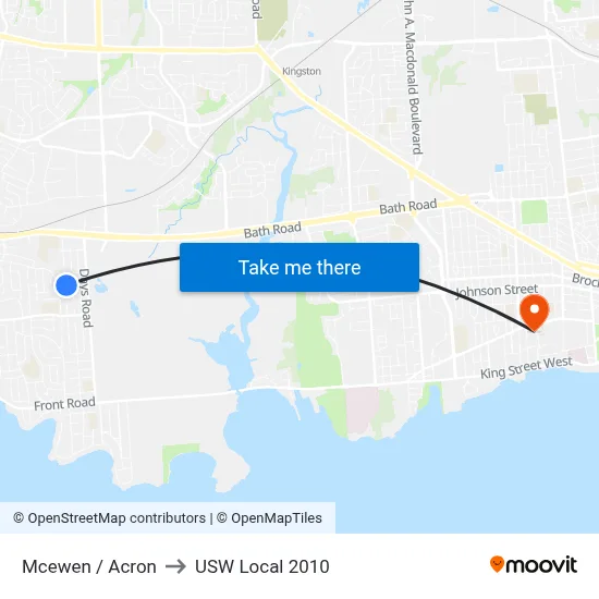 Mcewen / Acron to USW Local 2010 map