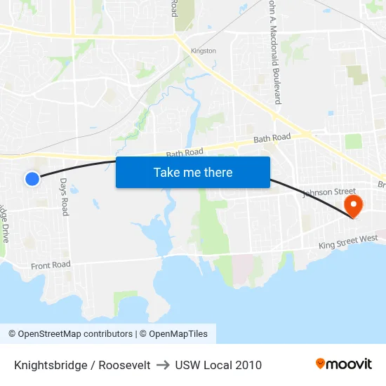 Knightsbridge / Roosevelt to USW Local 2010 map