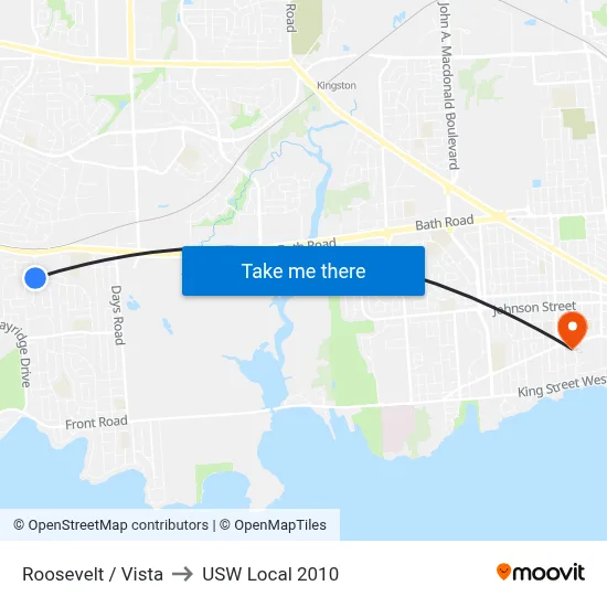 Roosevelt / Vista to USW Local 2010 map