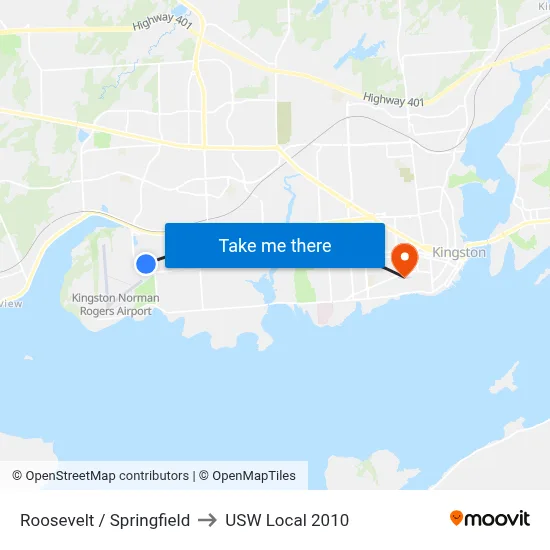Roosevelt / Springfield to USW Local 2010 map