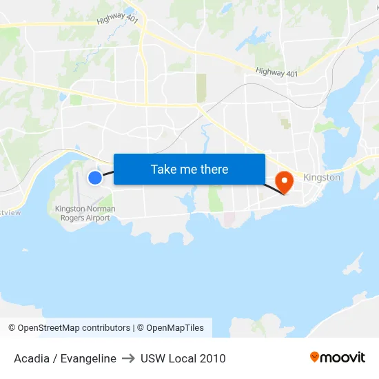 Acadia / Evangeline to USW Local 2010 map