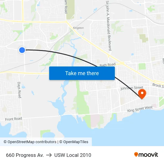 660 Progress Av. to USW Local 2010 map