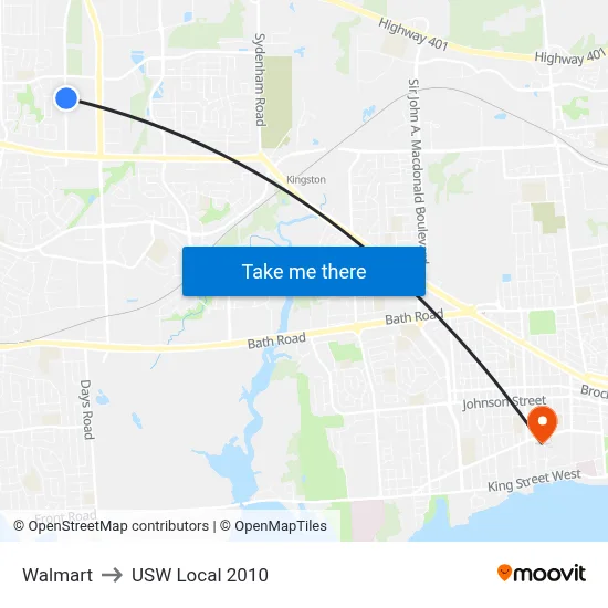 Walmart to USW Local 2010 map