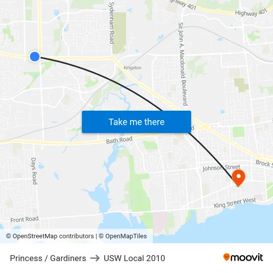 Princess / Gardiners to USW Local 2010 map