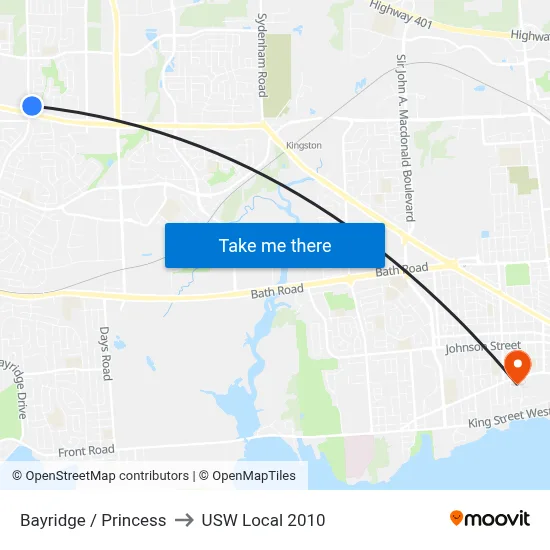Bayridge / Princess to USW Local 2010 map