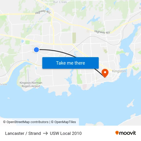 Lancaster / Strand to USW Local 2010 map