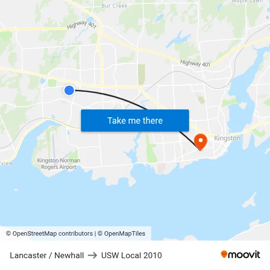 Lancaster / Newhall to USW Local 2010 map